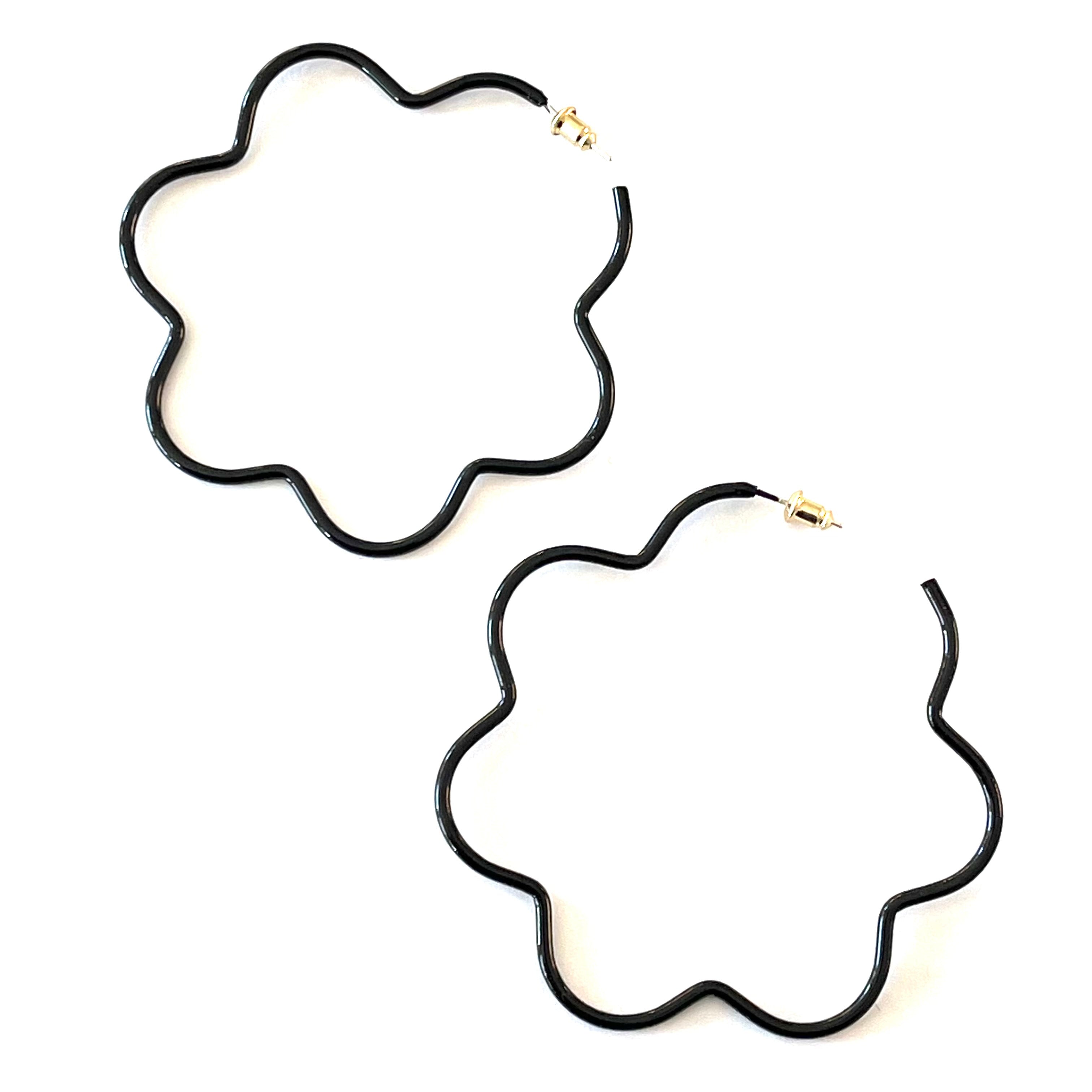 Caryn Lawn Daisy Hoop Earring Black