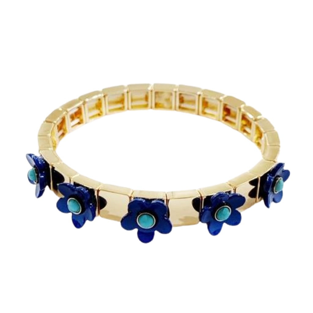 Caryn Lawn Flower Tile Bracelet - Blue