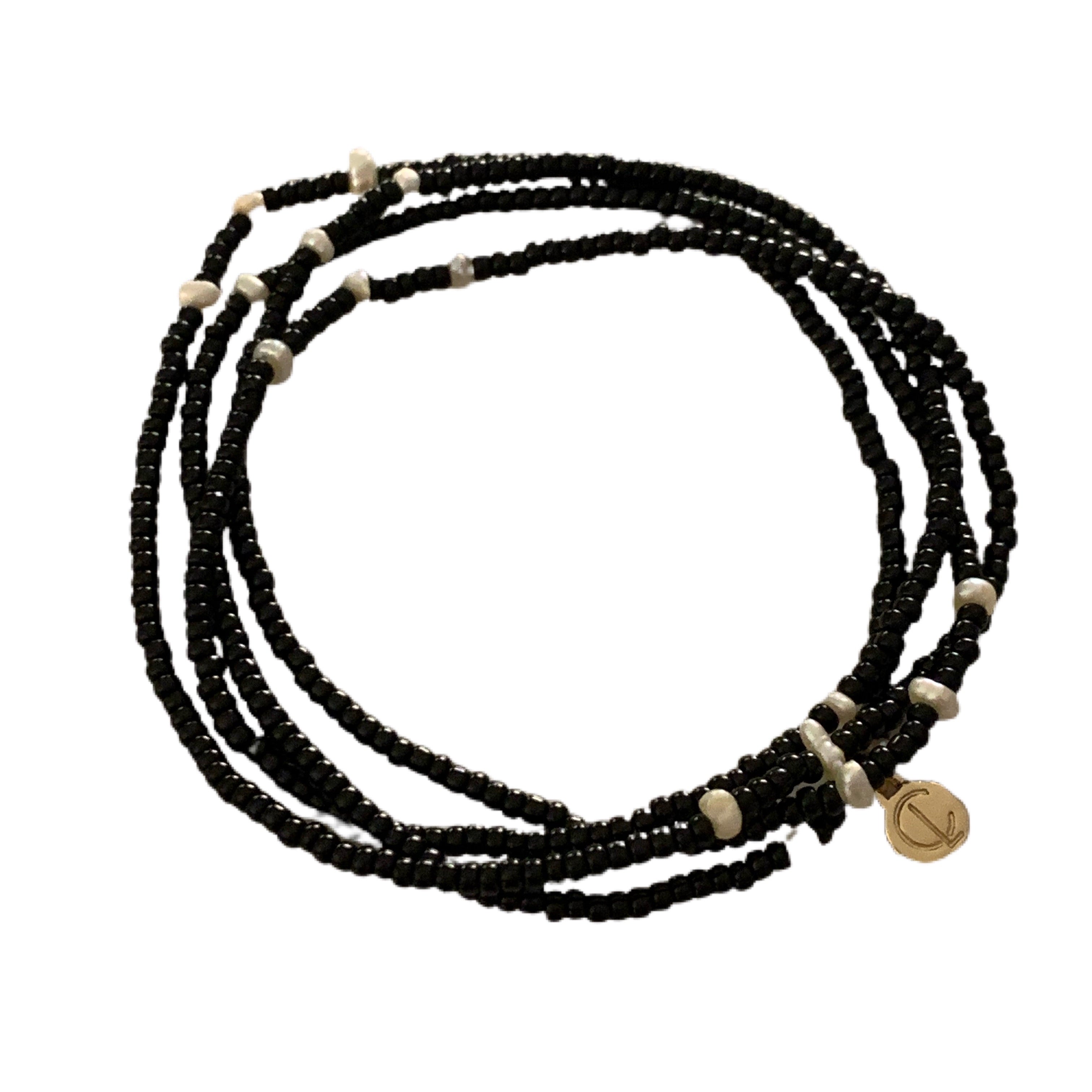 Caryn Lawn Essex Pearl Wrap- Black