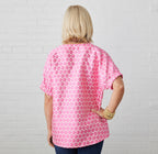 Caryn Lawn Betsy Top Pink Jacquard