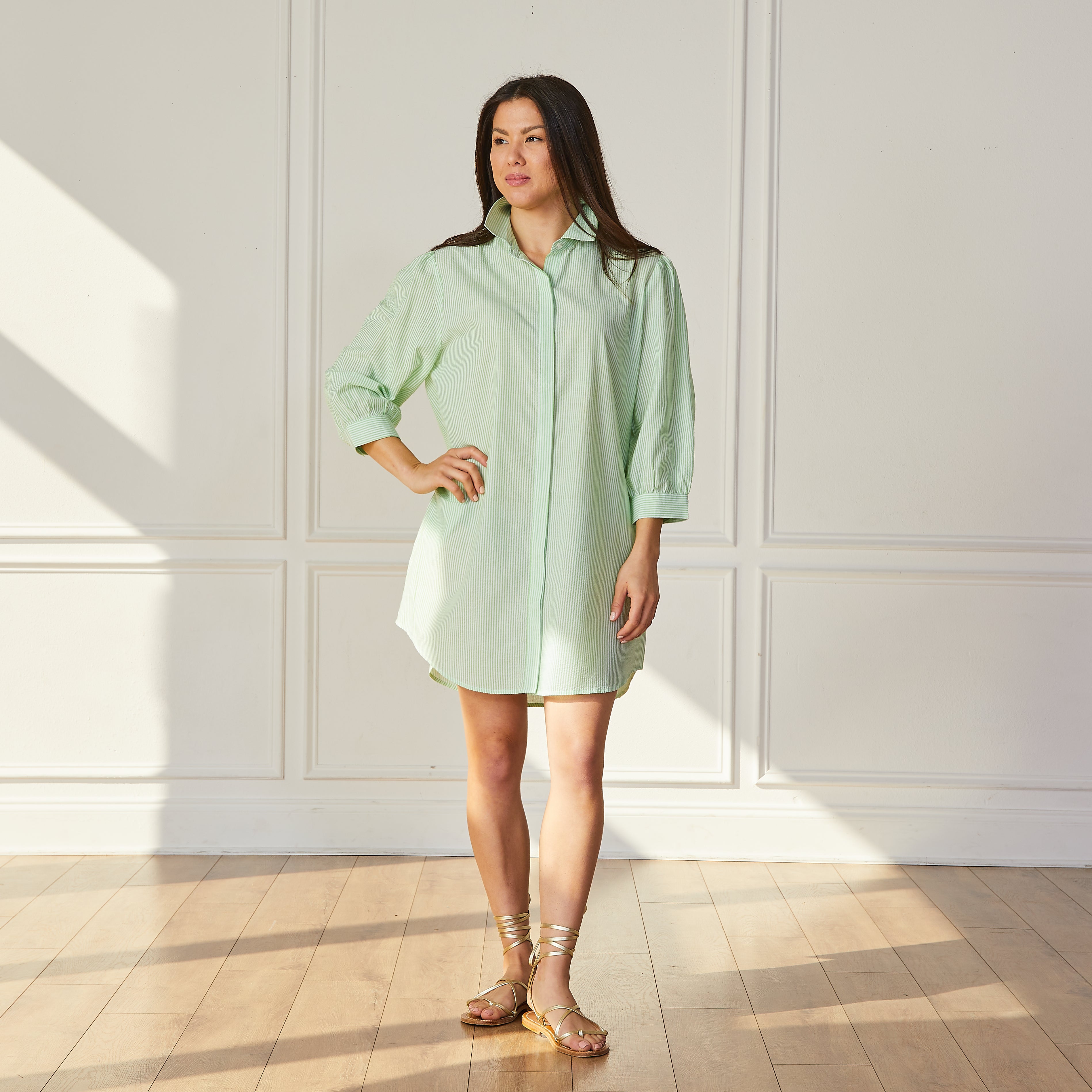 Caryn Lawn Sami Seersucker Dress Lime