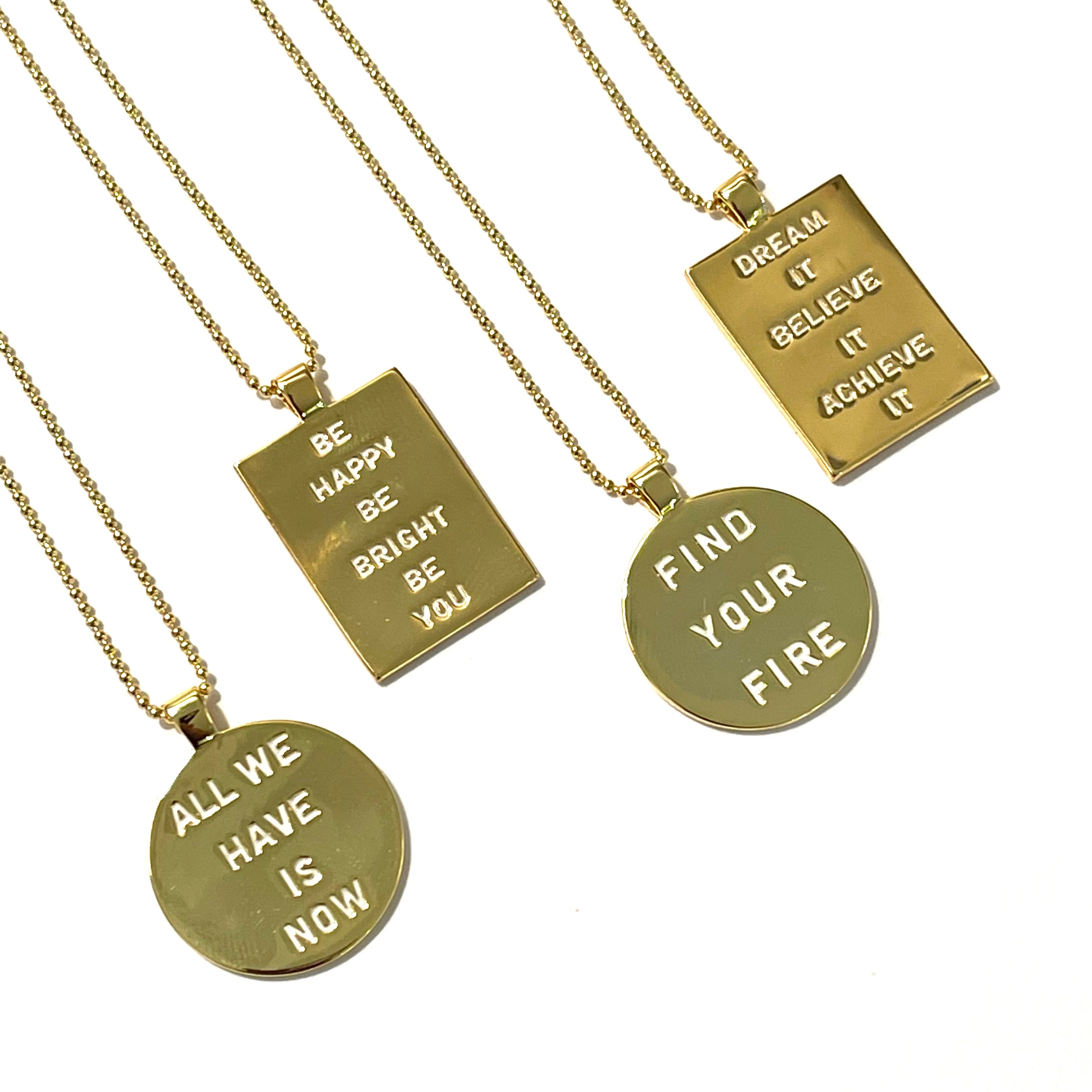 Caryn Lawn Word Plate Necklace- All we have is now