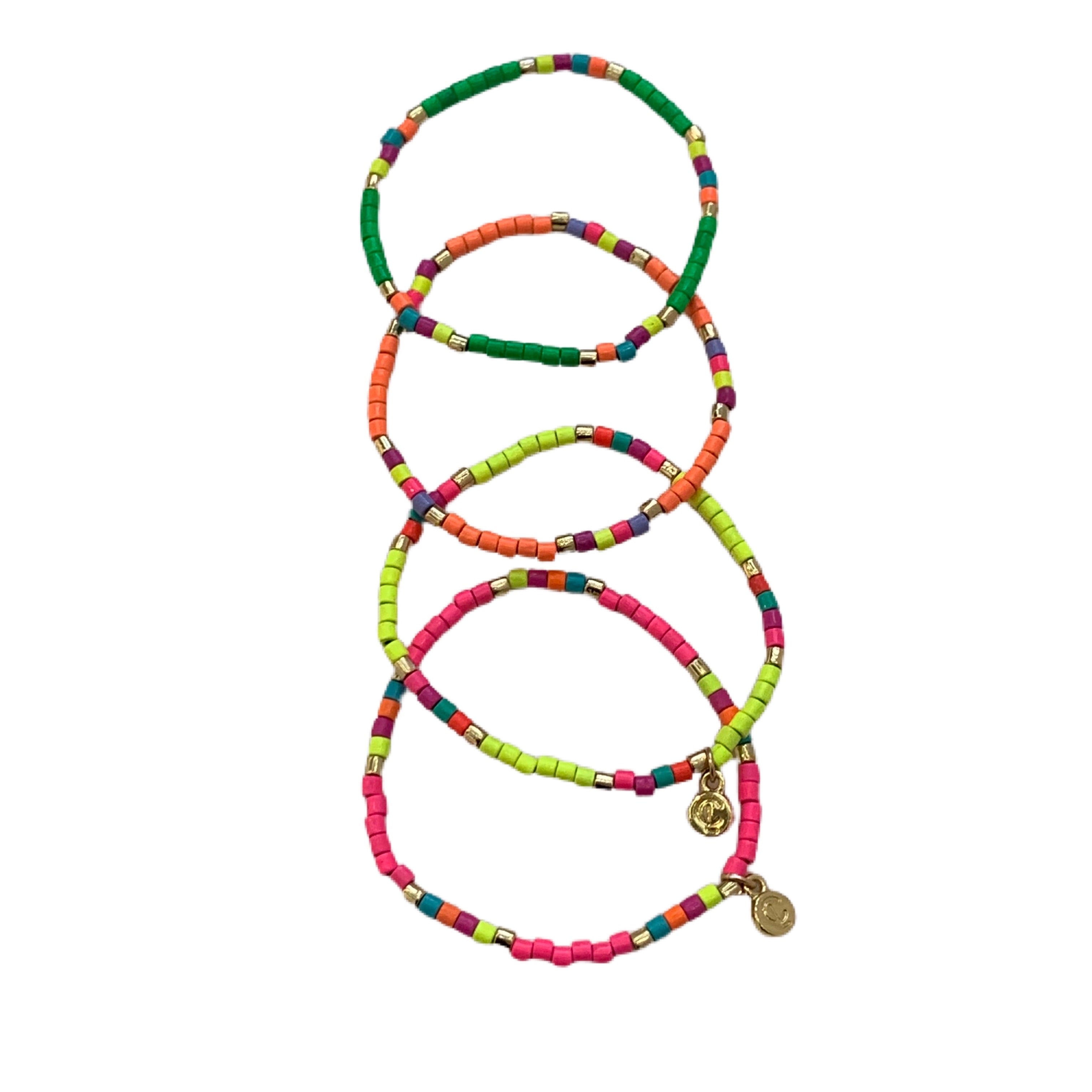 Caryn Lawn Seashore Tube Bracelet- Neon Orange Multi