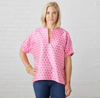Caryn Lawn Betsy Top Pink Jacquard