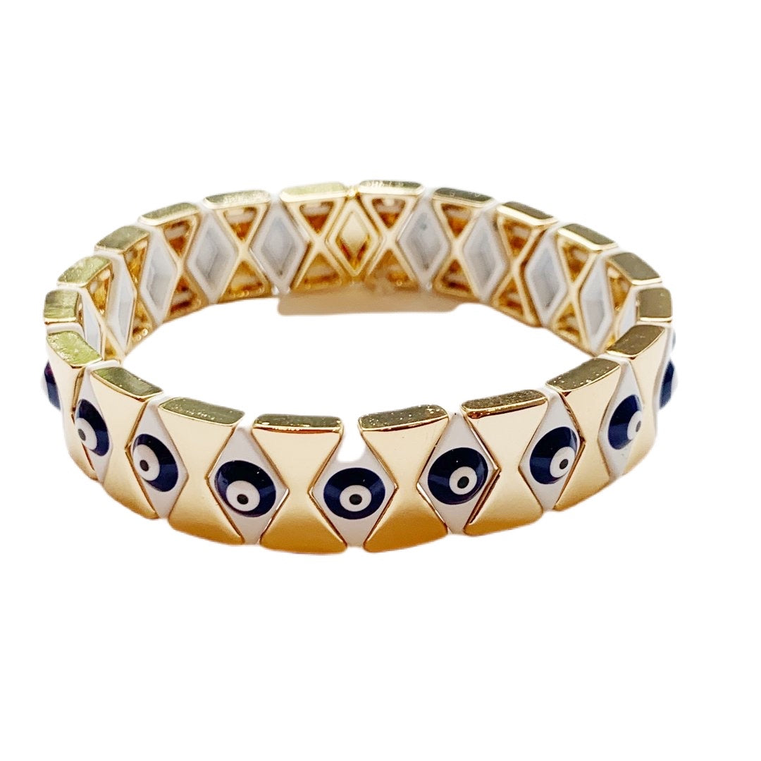 Caryn Lawn Tile Bracelet- Evil Eye Navy Diamond