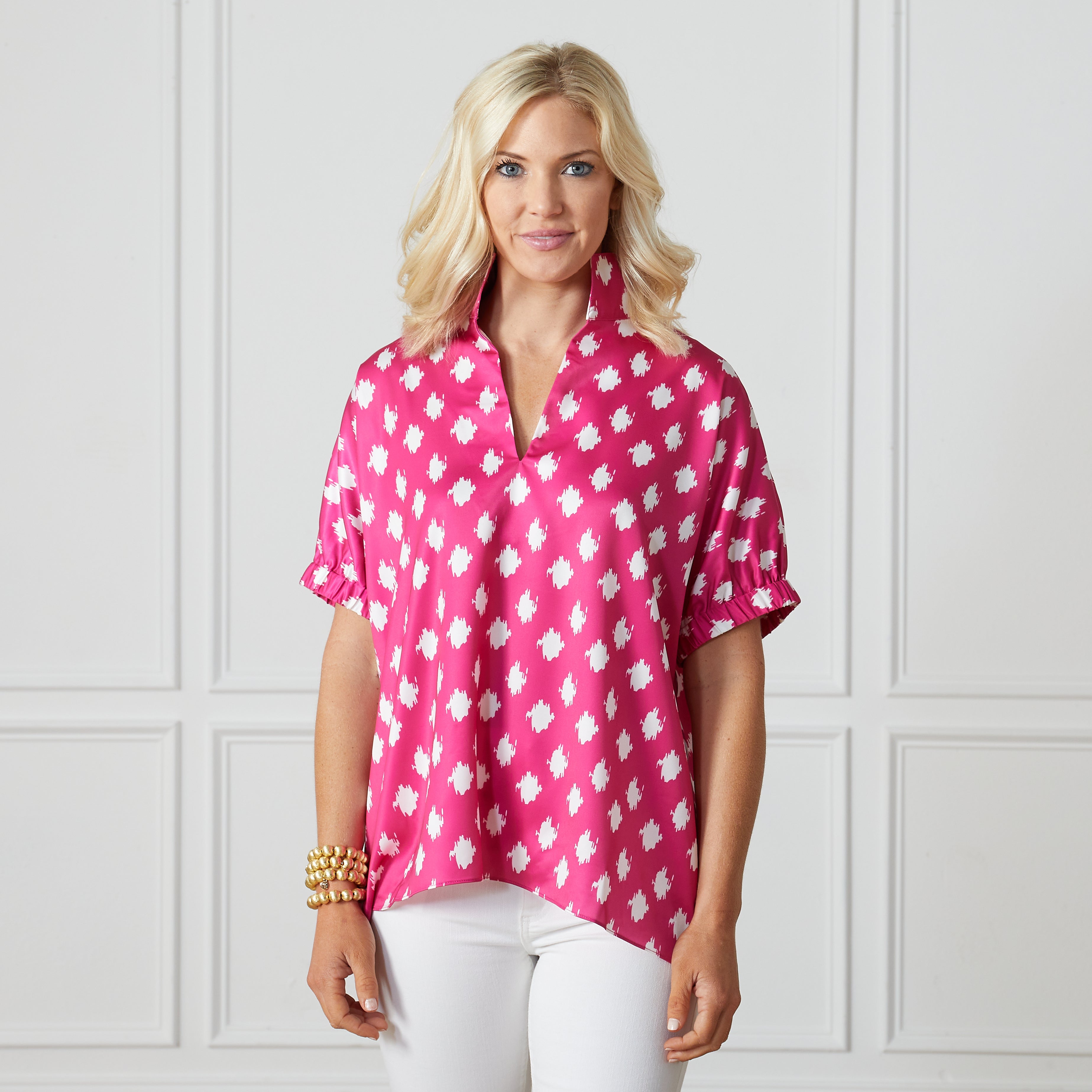 Caryn Lawn Betsy Collared Pink Print
