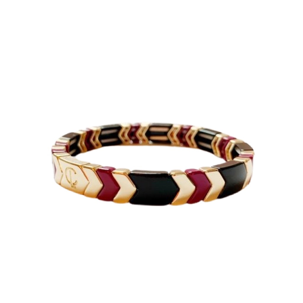 Caryn Lawn Tile Bead Bracelet Arrow- Wine/Gold/Navy