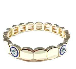 Caryn Lawn Tile Bracelet - Round Evil Eye Gold