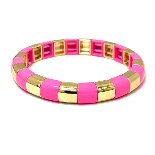 Tube Tile- Hot pink/gold