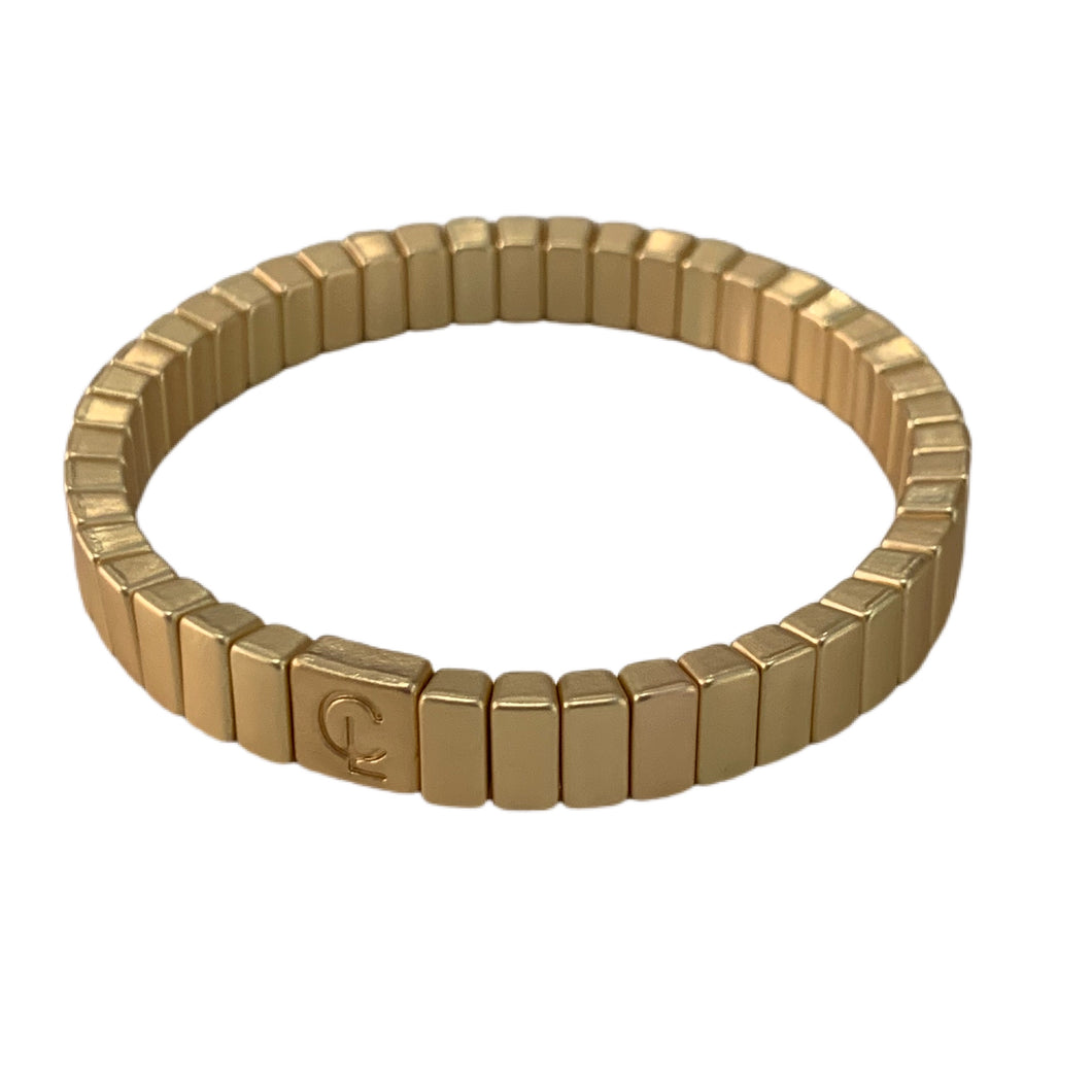 Caryn Lawn Tile Bracelet- Matte Gold Mini Bar