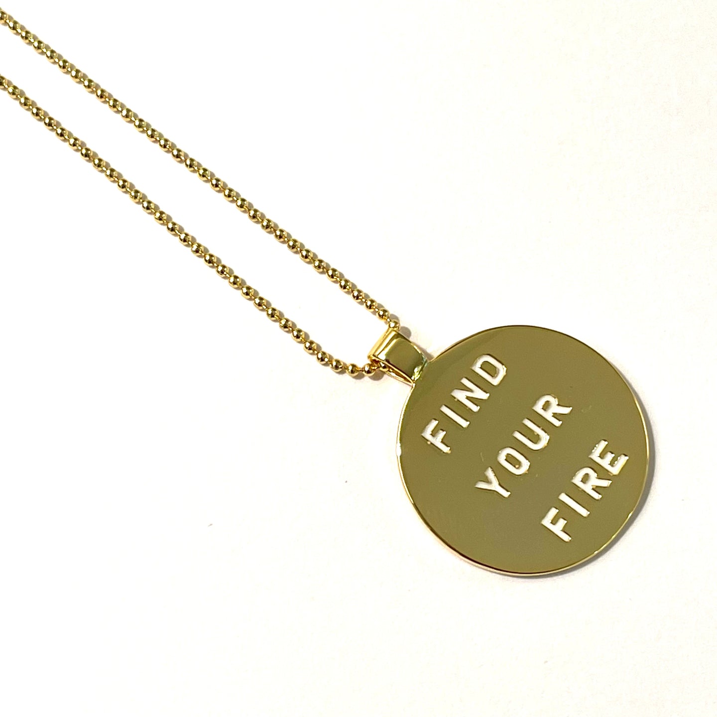 Caryn Lawn Word Plate Necklace- Find your fire