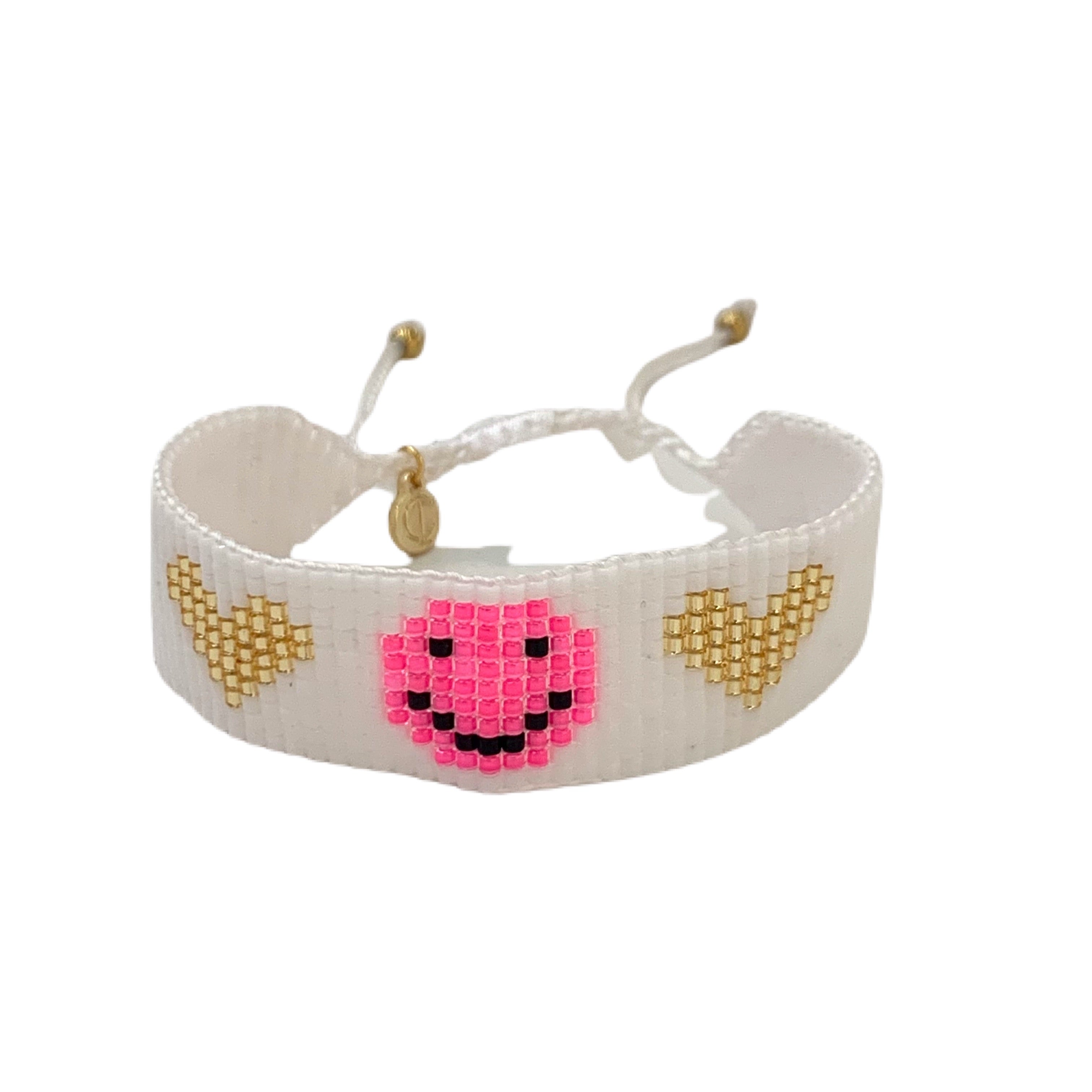 Caryn Lawn Friendship Bracelet Smiley Face White