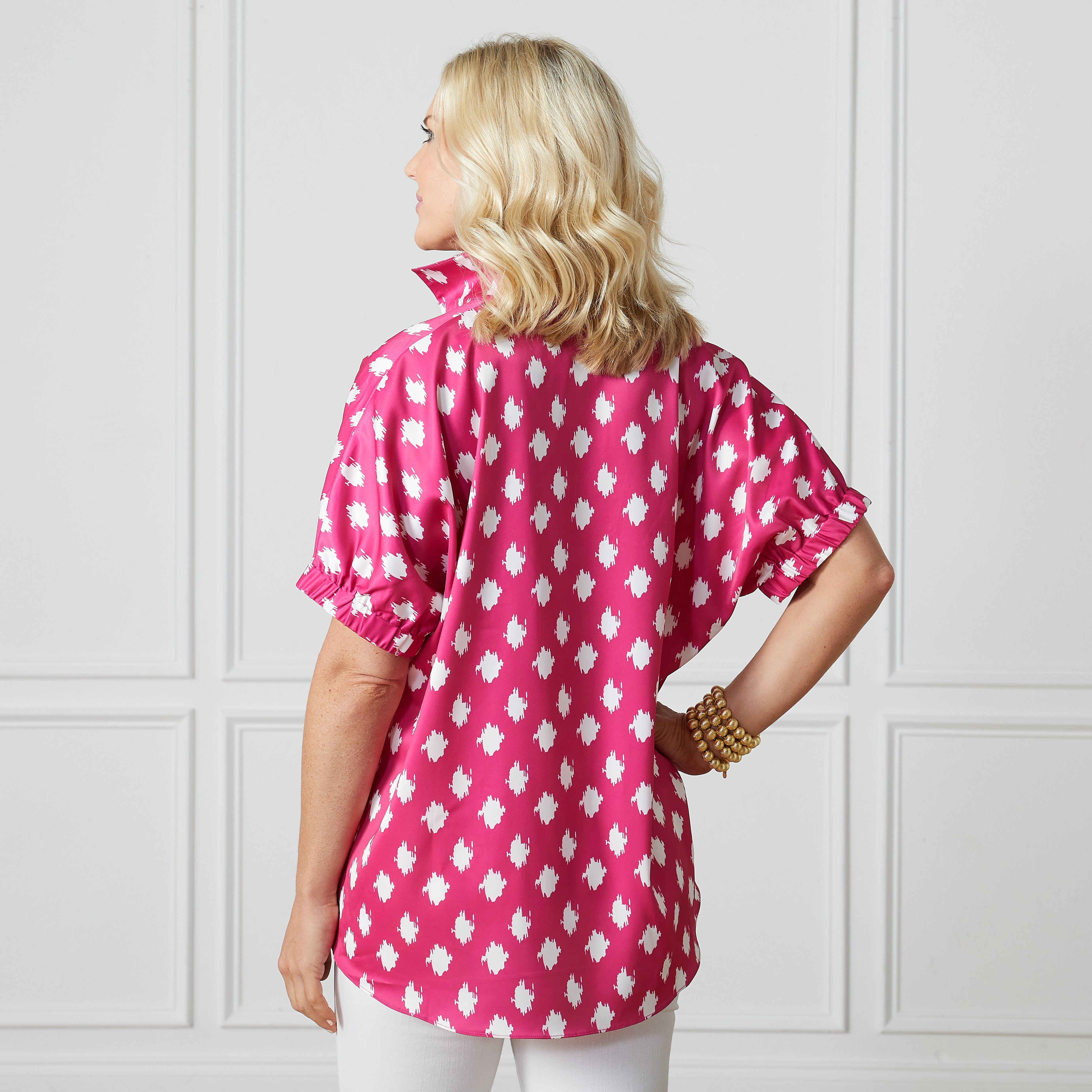 Caryn Lawn Betsy Collared Pink Print