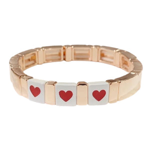 Caryn Lawn Word Tile Bracelet- Rose Gold Triple Heart