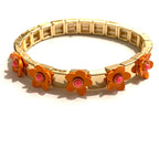 Caryn Lawn Flower Tile Bracelet- Orange/Pink