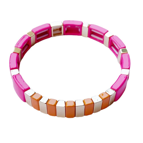 Caryn Lawn High Tide Tile Bracelet- Pink/Orange/Gold