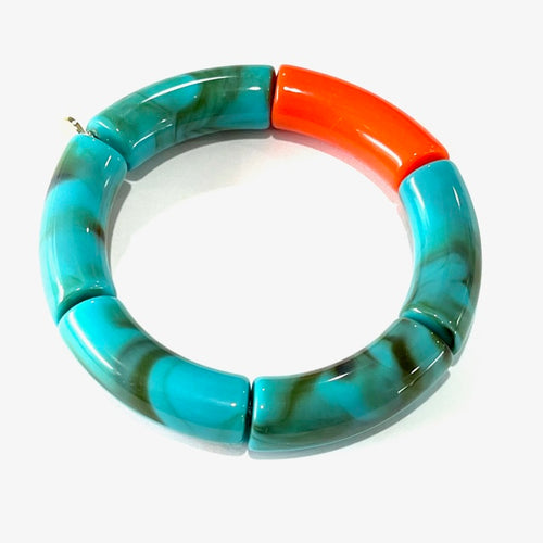 Palm Beach Duo Bracelet- Marble Turquoise/Orange